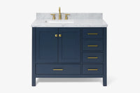 Ariel cambridge (43" & 42") left offset rectangle single sink vanity with marble (0.75", 1.5" & 2") in countertop