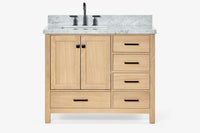 Ariel cambridge (43" & 42") left offset rectangle single sink vanity with marble (0.75", 1.5" & 2") in countertop