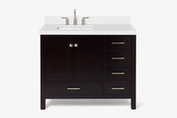 Ariel cambridge (43" & 42") left offset rectangle single sink vanity with marble (0.75", 1.5" & 2") in countertop