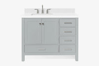 Ariel cambridge(42"& 43")left offset rectangle single sink vanity with marble (0.75",1.5"& 2") in countertop