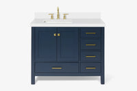 Ariel cambridge (43" & 42") left offset rectangle single sink vanity with marble (0.75", 1.5" & 2") in countertop