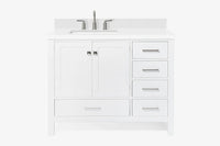 Ariel cambridge (43" & 42") left offset rectangle single sink vanity with marble (0.75", 1.5" & 2") in countertop