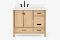 Ariel cambridge (43" & 42") left offset rectangle single sink vanity with marble (0.75", 1.5" & 2") in countertop