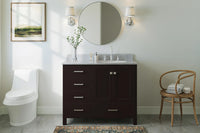 Ariel cambridge(42"&43") in. right offset oval single sink vanity with  marble (0.75",1.5"& 2") in countertop