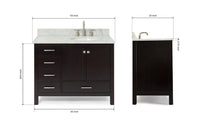 Ariel cambridge (43" & 42") right offset oval single sink vanity with  marble (0.75", 1.5" & 2") countertop.