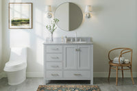 Ariel cambridge(42"&43") in. right offset oval single sink vanity with  marble (0.75",1.5"& 2") in countertop