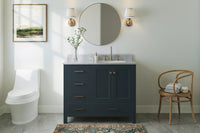 Ariel cambridge(42"&43") in. right offset oval single sink vanity with  marble (0.75",1.5"& 2") in countertop