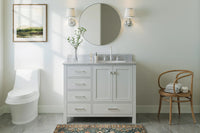 Ariel cambridge (43" & 42") right offset oval single sink vanity with  marble (0.75", 1.5" & 2") countertop.