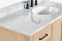 Ariel cambridge(42"&43") in. right offset oval single sink vanity with  marble (0.75",1.5"& 2") in countertop