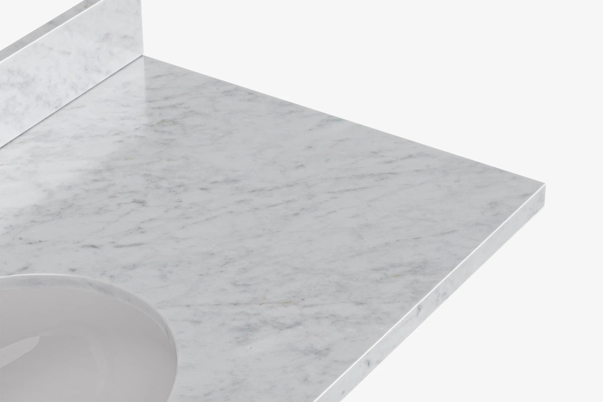 Ariel cambridge(42"&43") in. right offset oval single sink vanity with  marble (0.75",1.5"& 2") in countertop