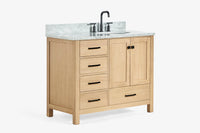 Ariel cambridge(42"&43") in. right offset oval single sink vanity with  marble (0.75",1.5"& 2") in countertop