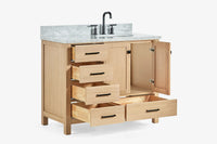 Ariel cambridge(42"&43") in. right offset oval single sink vanity with  marble (0.75",1.5"& 2") in countertop