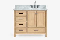 Ariel cambridge(42"&43") in. right offset oval single sink vanity with  marble (0.75",1.5"& 2") in countertop