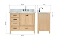 Ariel cambridge(42"&43") in. right offset oval single sink vanity with  marble (0.75",1.5"& 2") in countertop
