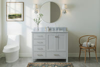 Ariel cambridge (43 inch, 42 inch) right offset single rectangular sink bathroom vanity with marble countertop (0.75 inch, 1.5 inch, 2 inch).