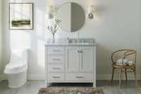 Ariel cambridge (43 inch, 42 inch) right offset single rectangular sink bathroom vanity with marble countertop (0.75 inch, 1.5 inch, 2 inch).
