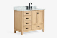Ariel cambridge (43 inch, 42 inch) right offset single rectangular sink bathroom vanity with marble countertop (0.75 inch, 1.5 inch, 2 inch).