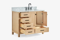 Ariel cambridge (43 inch, 42 inch) right offset single rectangular sink bathroom vanity with marble countertop (0.75 inch, 1.5 inch, 2 inch).