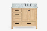 Ariel cambridge(42"&43") in. right offset oval single sink vanity with  marble (0.75",1.5"& 2") in countertop