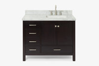 Ariel cambridge (43 inch, 42 inch) right offset single rectangular sink bathroom vanity with marble countertop (0.75 inch, 1.5 inch, 2 inch).