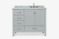 Ariel cambridge (43 inch, 42 inch) right offset single rectangular sink bathroom vanity with marble countertop (0.75 inch, 1.5 inch, 2 inch).
