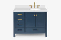 Ariel cambridge(42"&43") in. right offset oval single sink vanity with  marble (0.75",1.5"& 2") in countertop