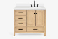 Ariel cambridge(42"&43") in. right offset oval single sink vanity with  marble (0.75",1.5"& 2") in countertop