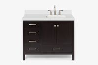 Ariel cambridge (43 inch, 42 inch) right offset single rectangular sink bathroom vanity with marble countertop (0.75 inch, 1.5 inch, 2 inch).