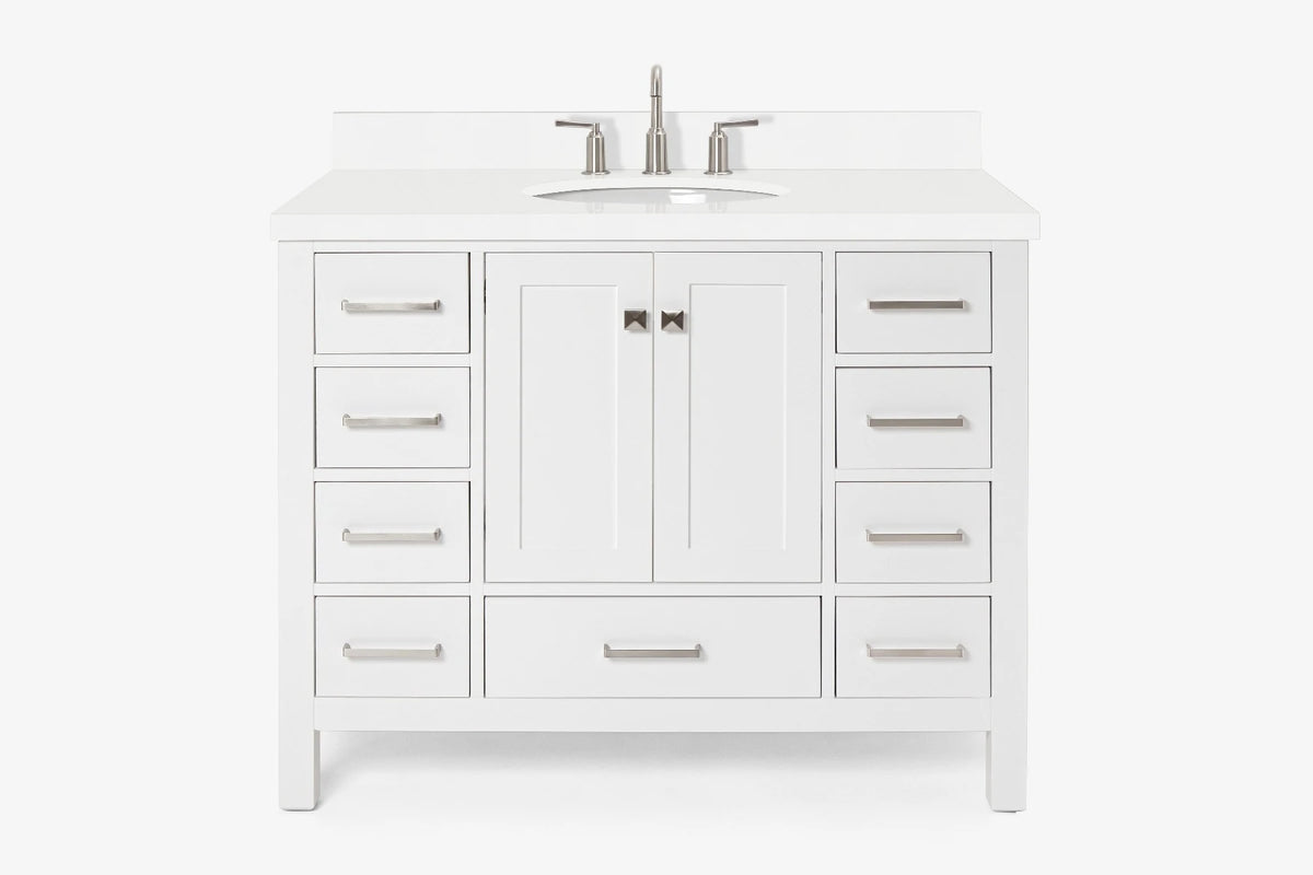Ariel cambridge(42" & 43") single oval sink vanity with marble (0.75",1.5" & 2") in countertop