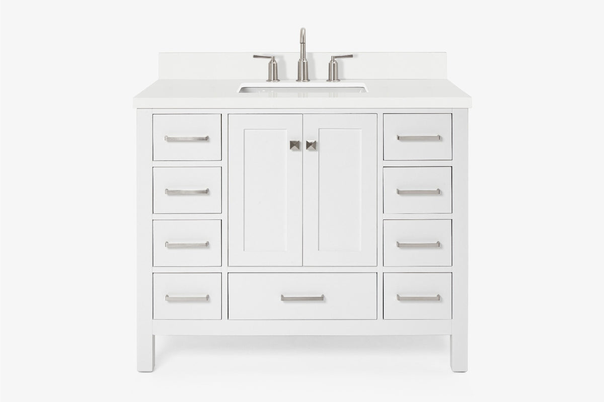 Ariel cambridge 42-43 in. single rectangle sink vanity with( 0.75, 1.5 ,2) in countertop