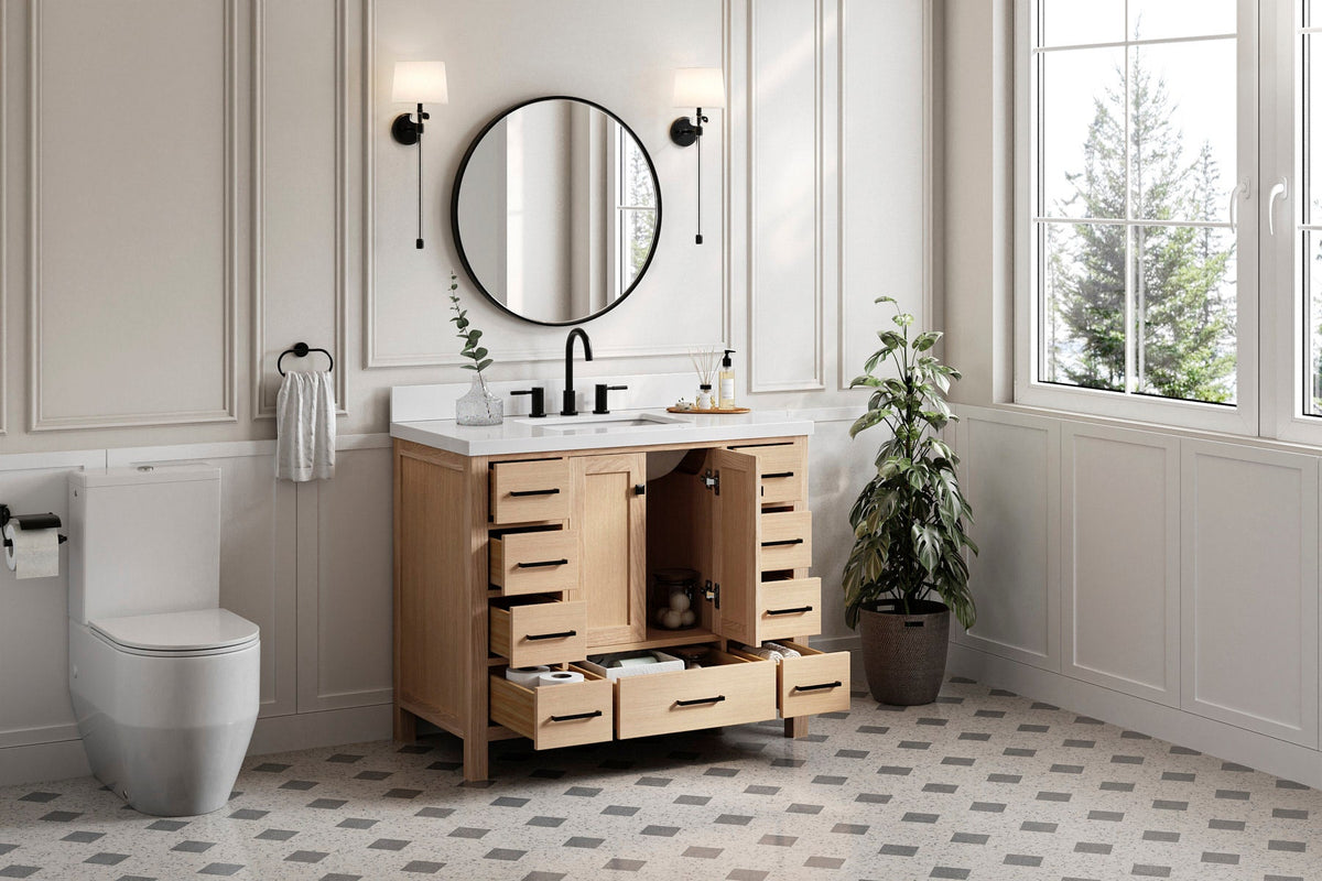 Ariel cambridge 42-43 in. single rectangle sink vanity with( 0.75, 1.5 ,2) in countertop
