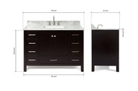 Ariel cambridge( 48"& 49") single rectangle sink  Bathroom vanity with carrara  marble (0.75 in, 1.5 in, 2 in) countertop