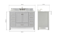 Ariel cambridge( 48"& 49") single rectangle sink  Bathroom vanity with carrara  marble (0.75 in, 1.5 in, 2 in) countertop