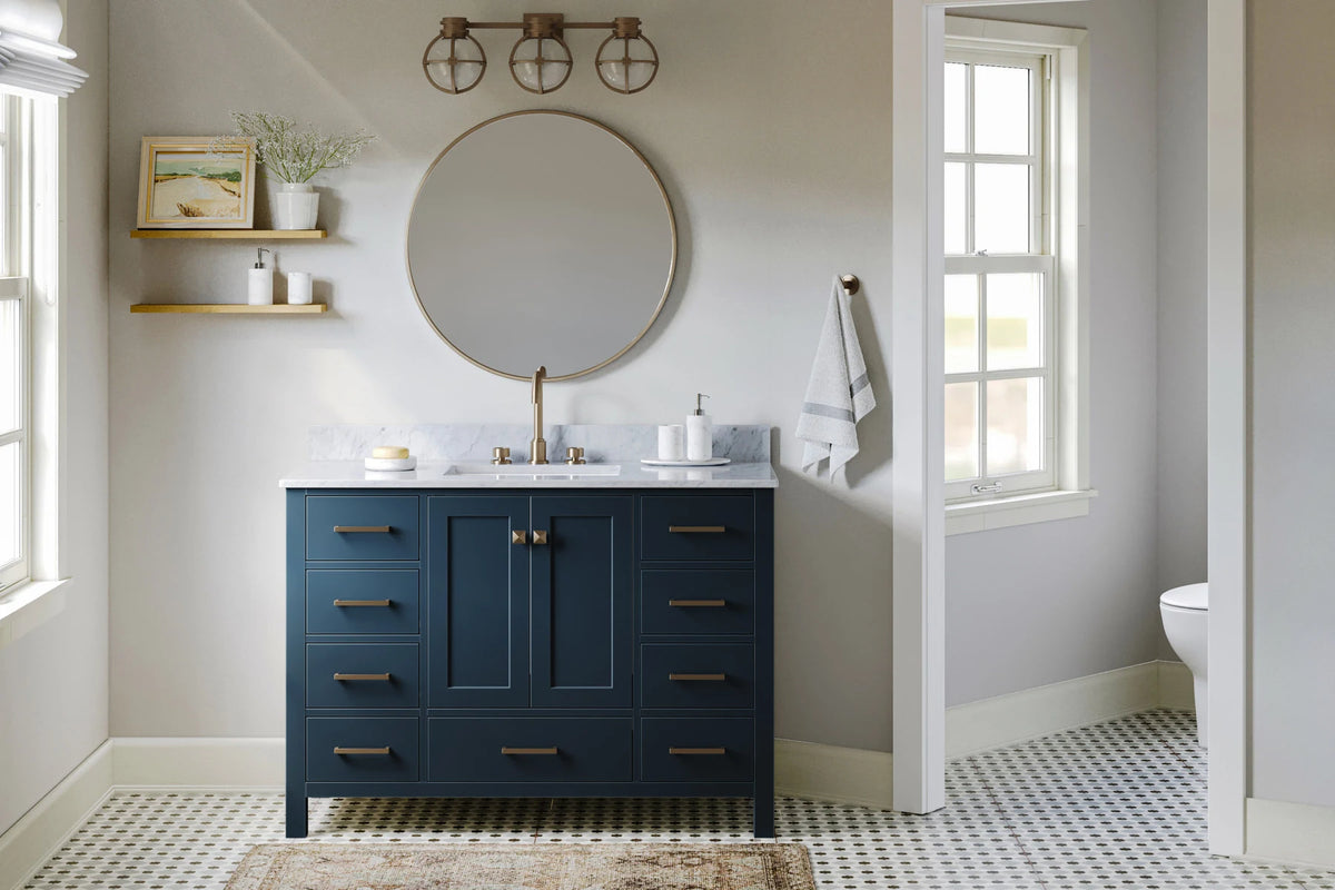 Ariel cambridge( 48"& 49") single rectangle sink  Bathroom vanity with carrara  marble (0.75 in, 1.5 in, 2 in) countertop