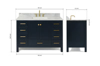Ariel cambridge( 48"& 49") single rectangle sink  Bathroom vanity with carrara  marble (0.75 in, 1.5 in, 2 in) countertop