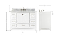 Ariel cambridge( 48"& 49") single rectangle sink  Bathroom vanity with carrara  marble (0.75 in, 1.5 in, 2 in) countertop