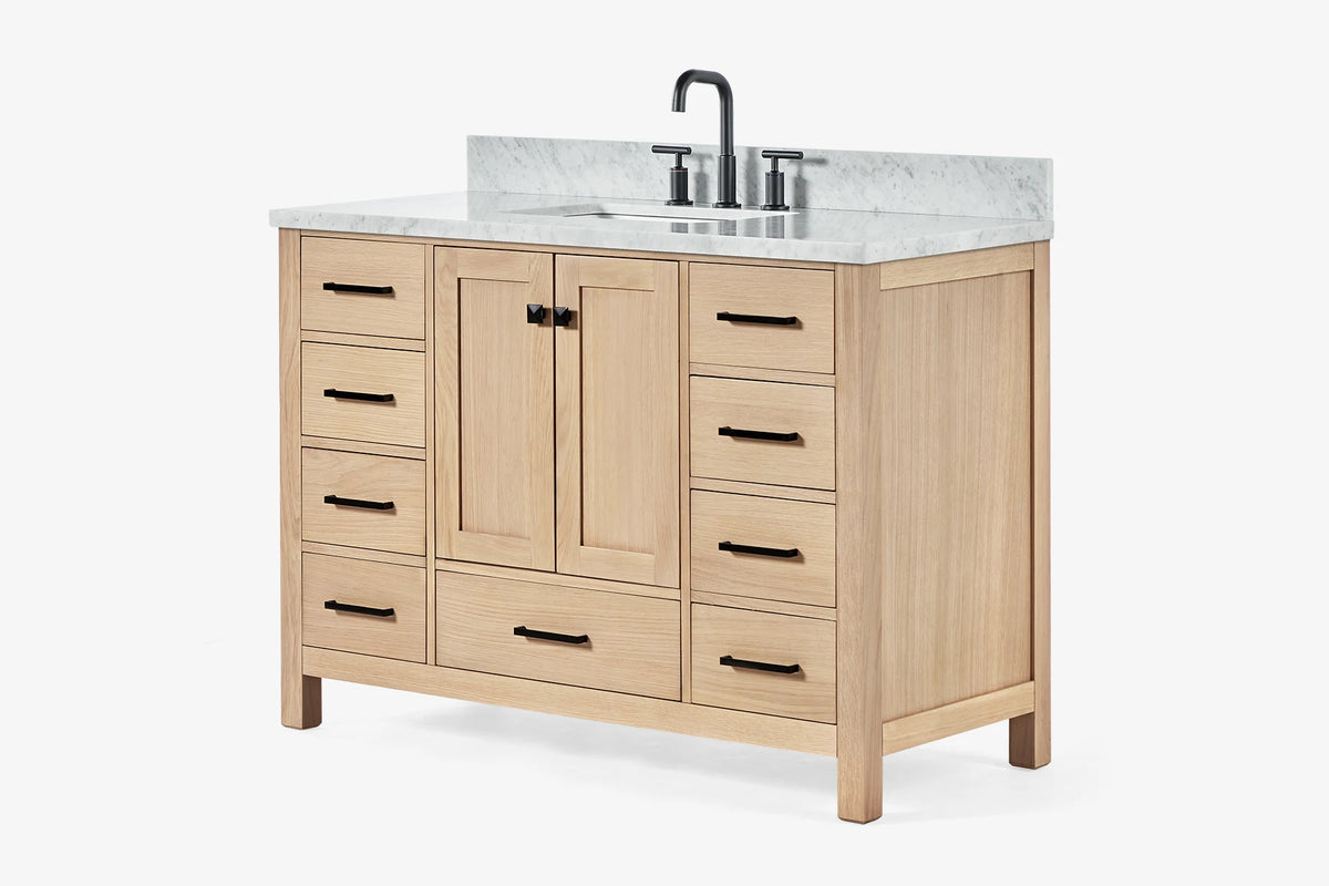 Ariel cambridge( 48"& 49") single rectangle sink  Bathroom vanity with carrara  marble (0.75 in, 1.5 in, 2 in) countertop