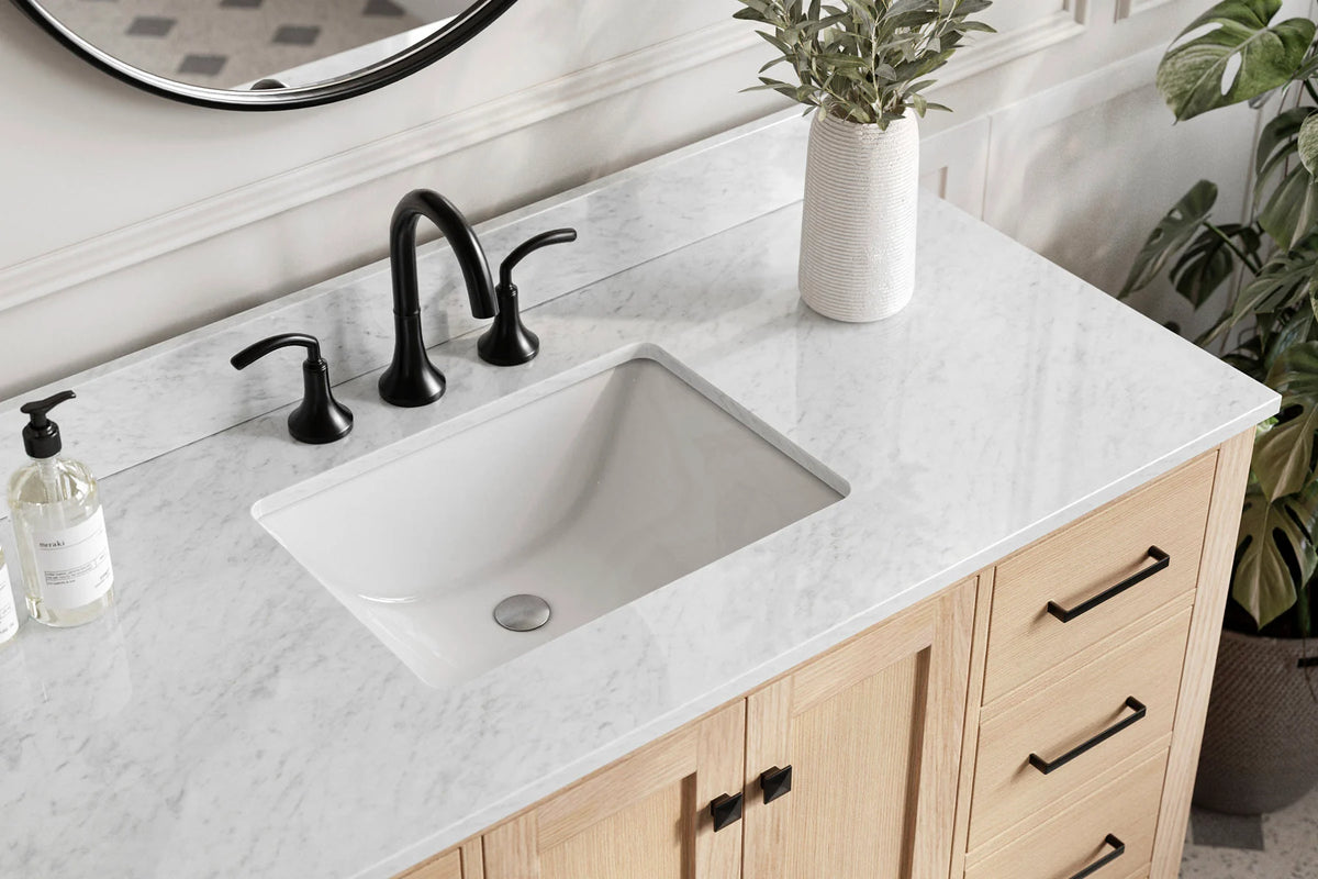 Ariel cambridge( 48"& 49") single rectangle sink  Bathroom vanity with carrara  marble (0.75 in, 1.5 in, 2 in) countertop