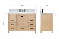 Ariel cambridge( 48"& 49") single rectangle sink  Bathroom vanity with carrara  marble (0.75 in, 1.5 in, 2 in) countertop