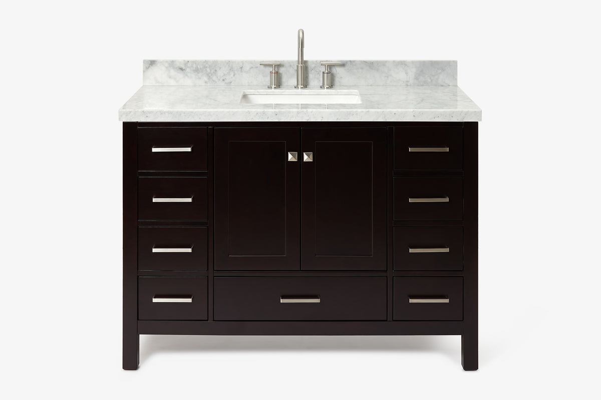 Ariel cambridge( 48"& 49") single rectangle sink  Bathroom vanity with carrara  marble (0.75 in, 1.5 in, 2 in) countertop