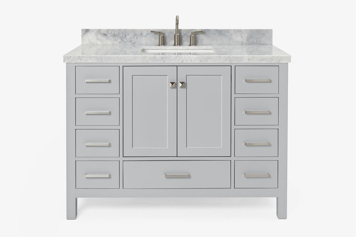 Ariel cambridge( 48"& 49") single rectangle sink  Bathroom vanity with carrara  marble (0.75 in, 1.5 in, 2 in) countertop