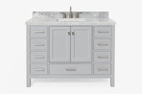 Ariel cambridge( 48"& 49") single rectangle sink  Bathroom vanity with carrara  marble (0.75 in, 1.5 in, 2 in) countertop
