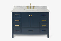 Ariel cambridge( 48"& 49") single rectangle sink  Bathroom vanity with carrara  marble (0.75 in, 1.5 in, 2 in) countertop