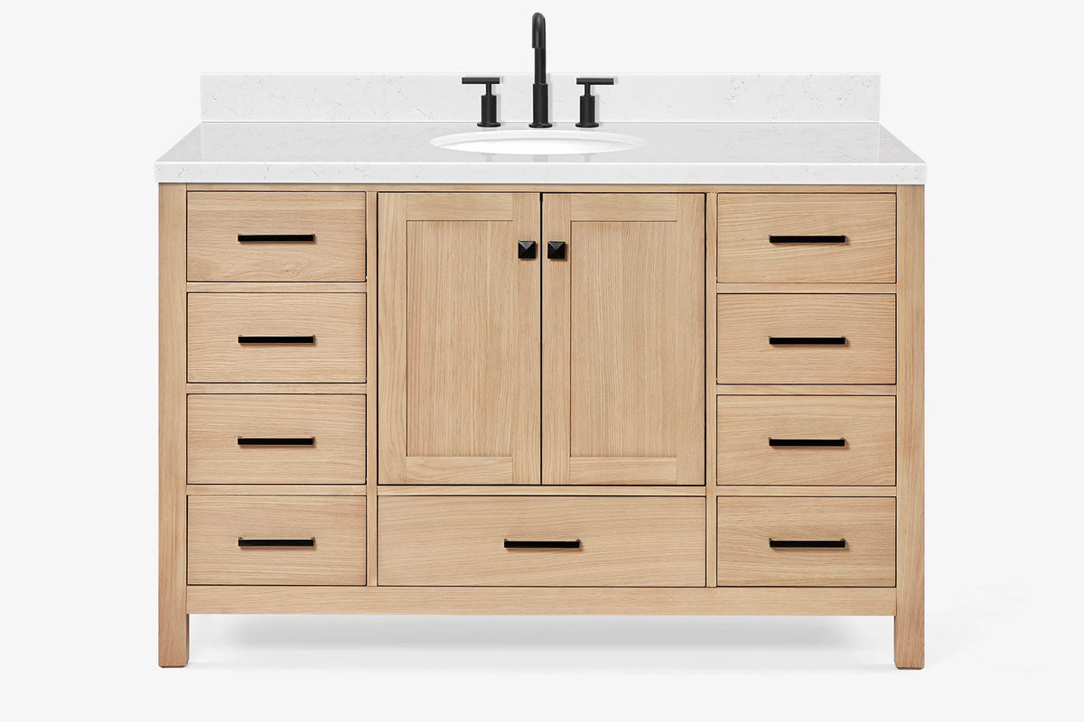 Ariel cambridge (54-55) in. single oval sink vanity with (0.75,1.5,2) in countertop