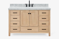 Ariel cambridge (54-55) in. single oval sink vanity with (0.75,1.5,2) in countertop