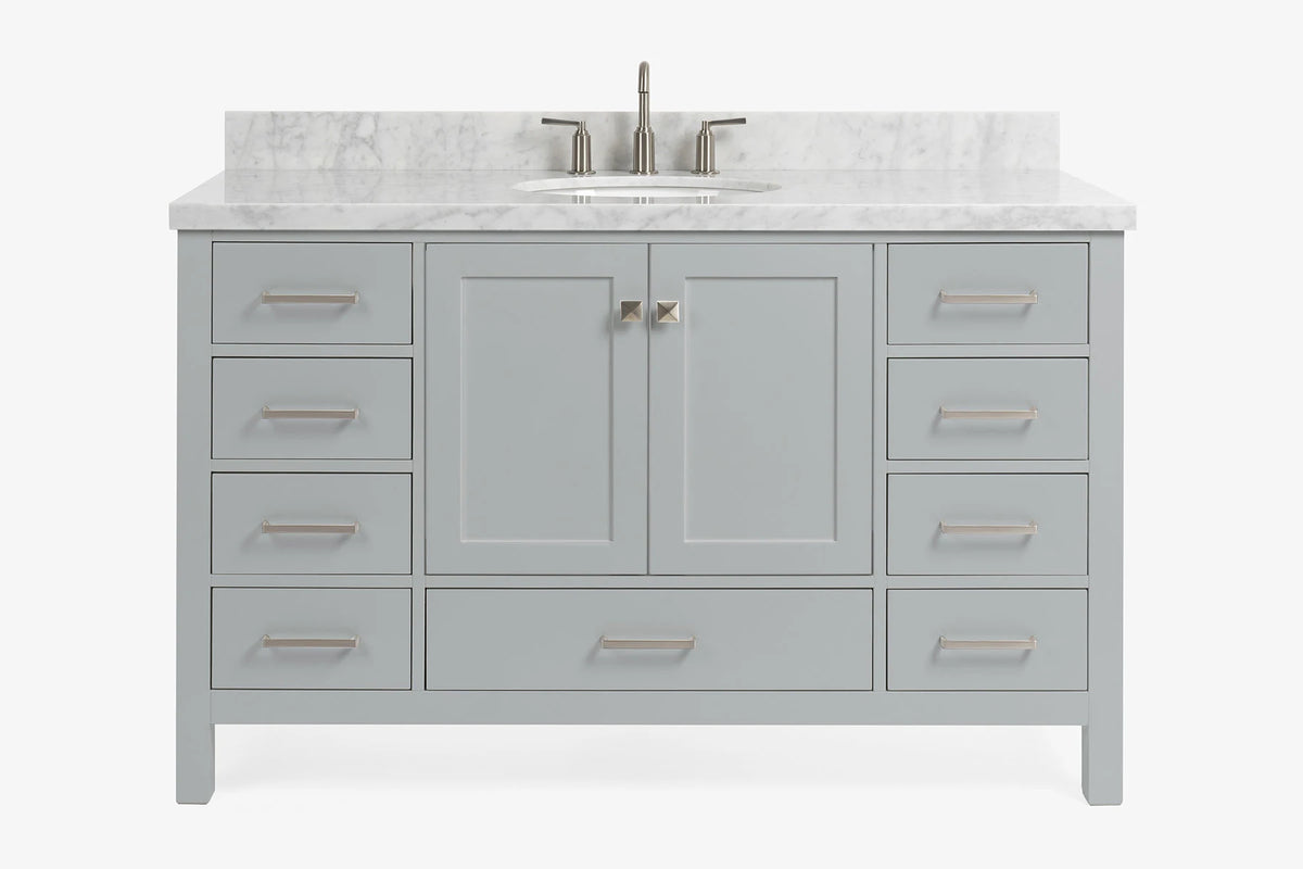 Ariel cambridge (54-55) in. single oval sink vanity with (0.75,1.5,2) in countertop