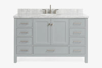 Ariel cambridge (54-55) in. single oval sink vanity with (0.75,1.5,2) in countertop