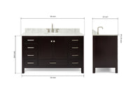 Ariel cambridge (54-55) in. single oval sink vanity with (0.75,1.5,2) in countertop