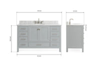 Ariel cambridge (54-55) in. single oval sink vanity with (0.75,1.5,2) in countertop