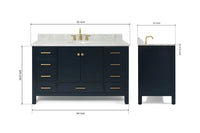 Ariel cambridge (54-55) in. single oval sink vanity with (0.75,1.5,2) in countertop